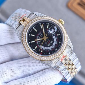 Full Diamond Watch Mens Automatyczne zegarki mechaniczne Sapphire 41 mm ze stalową bransoletką z diamentów