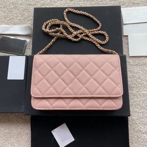 Alta Qualidade CC Mulheres Cadeia Carteira Real Couro Caviar Lambskin Zipper Mini Woc Bolsa de Ombro Crossbody Luxurys Designers Sacos Clássicos Hangbags Bolsa com Caixa