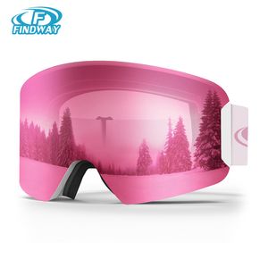 Óculos ao ar livre Findway Kids Ski Goggles 100% Proteção UV OTG AntiFog Wind Resistance HD View Equipamento de esqui para idade 38 230926