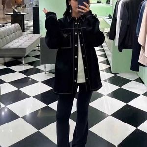 Women's Jackets Designer 2023 Autumn/Winter High end Women Black Denim Coat Womens Style Casual Same Style Coat UX62