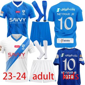 Neymar JR 2023 2024 AL Hilal Saudi Soccer Jerseys 23 24 Home Away Player Fans Version Malcom Neves Sergej Vietto Koulibaly Lghalo Kanno Men Top Kids Kit