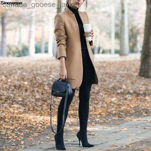 Misto Lana da Donna Colletto alla coreana Aperto sul davanti Cappotto da marinaio Casual Autunno Inverno Medio lungo Misto lana Blazer Trench Soprabito Capispalla 5XLL230926