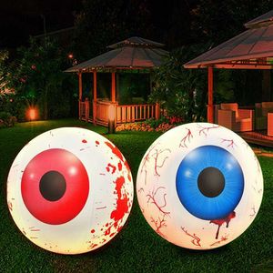 Parti Dekorasyonu 2 Pack Büyük Cadılar Bayramı Şişirilebilir Kırmızı Mavi Göz Topu LED Işık Up Bloodshot Göz Bebeği Halloween parti oyuncak T230926