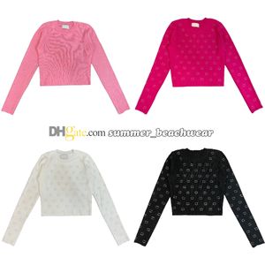 Shiny Rhinestone Knits T Shirt Women Winter Bottoming Shirt Crew Neck Long Sleeve Knitwear Designer Pullovers