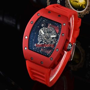 Mode Men Skeleton Rubber Watch Automatic Movement Men Famous Designer Men's Sports Watches Montre de Luxe Wristwatches3248