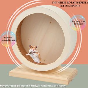 Small Animal Supplies Hamster Golden Bear Wood Solid Wood Running Wheel Silent Runner Roller Landscaping Toy 230925