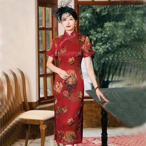 Etnik Giyim Qipao Gece Elbise İpek Cheongsam Elbise Yüksek Son Özelleştirme Kırmızı artı Büyük Boyu Cheongsamlar Geleneksel Çince