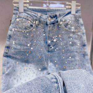 Jeans da uomo di alta qualità elastico cielo stellato diamante larghi donne comodi morbidi pantaloni in denim dritto 2023 primavera Pantalones De Mujer 230