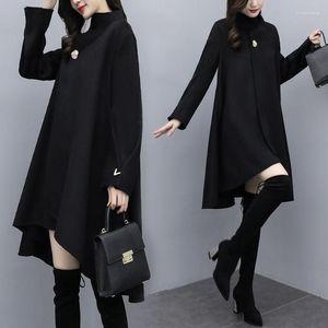 Kvinnors ulljackor för kvinnor Poncho 2023 Fall Clothes Cape Korean Fashion Ladies Mid-Längd Cloak Coat Shawl Chamarras Para Mujer