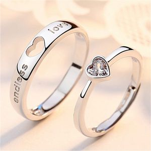 Bröllopsringar 2st Luxury Zircon Heart Par For Women Men Forever Endless Love Engagement Ring Charm Valentine S Day Jewelry 230926