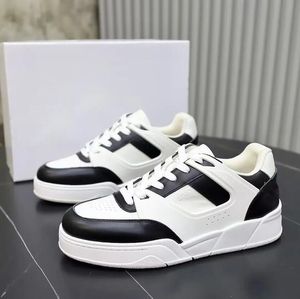 Cow Leather Low Cut Lace Up Casual Shoes Sports Shoes White Black Gray Blue Fabric Lining Circular Designer Sneakers