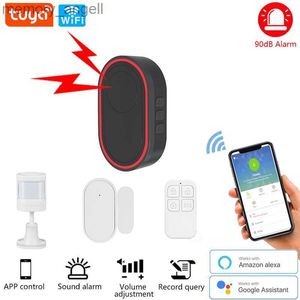 アラームシステムアラームシステムホーム強盗セキュリティTUYAスマートWiFiはAlexa Burglar Motion Detector Smoke Door WindowセンサーIPカメラYQ230926で動作します