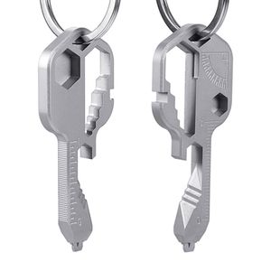 24-in-1-Schlüsselanhänger-Zubehör, Mehrzwecklösung im Taschenformat, Outdoor-Schlüsselanhänger-Werkzeug für Flaschenöffner, Schraubendreher, Lineal, Schraubenschlüssel, Bit-Treiber, Fahrradspeichenschlüssel