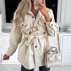 Kvinnor Jackor Elegant Office Women Coats Jackor Stäng av krage Knapp TILL UPP SOLDA Ull Fashion Temperament Ladies Coat 230925