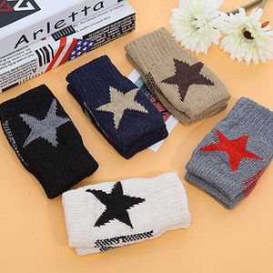 Five Fingers Gloves Autumn Winter Knitted Gloves For Women Men Outdoor Warm Stretch Imitation Wool Mittens Office Writing Fingerless Gloves 230926
