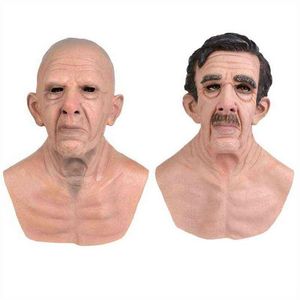 Latex Mask Bald Old Man Woman Full Head Halloween Realistic Funny Scary Adult Rubber Elder Costume Party Cosplay Decor Prop New L22843