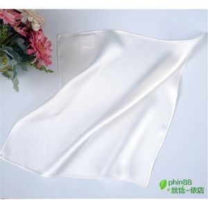 Cravat Woman Silk Handkerchief 33*33CM Pocket Square Hankie 16m/m White 230922