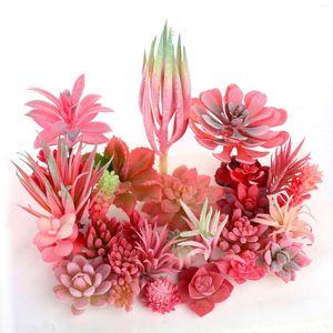 Decorative Flowers Christmas Halloween Year Home Balcony Bedroom Decor Fake Plants Desktop Mini Bonsai Red Pink Artificial Succulents