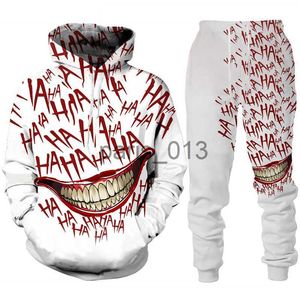 Męskie dresy śmieszne Halloween Clown 3D Printed Hoodies Spodnie Suit Hip Hop Men/Women Osobowość odzieży streetwearu Horror Film Tracksuit x0926