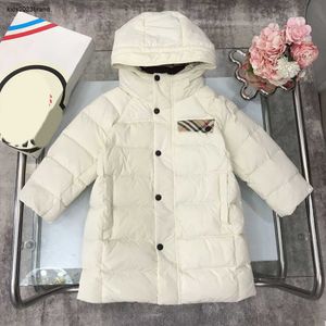baby Down Jackets Mid length version Warm hooded jacket for child Size 110-160 CM plaid lining boys girl Winter clothing Sep25