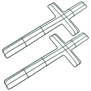 Декоративные цветы, 2 шт., зеленые венки, крест для передней двери, гирлянда, аксессуары, основа, рождественская опора, железный пасхальный держатель, настенная рамка, сделай сам