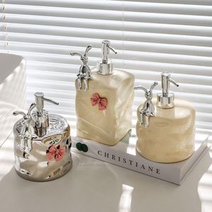 Liquid Soap Dispenser Light Luxury Ceramic Hand Sanitizer Bottle Bathroom El Shower Open Air Split Press Bottles Bubble Maker