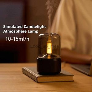 Humidifiers Air Humidifier Ultrasonic Usb Aroma Diffuser with Imitation Candle Night Light Portable Essential Oils Diffuser Home Mi YQ230926