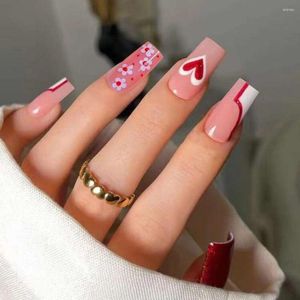 Накладные ногти, носимый маникюр, французский накладной водостойкий квадратный наконечник, полное покрытие, короткие/средние ногти для девочек