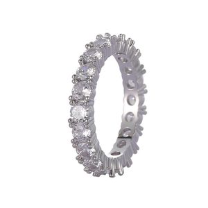 Rozmiar 4 mm 6-12 1 rzędowy łańcuch tenisowy Big Baguette Cubic Zirkonia Hip Hop Pierścień dla mężczyzn Women241o