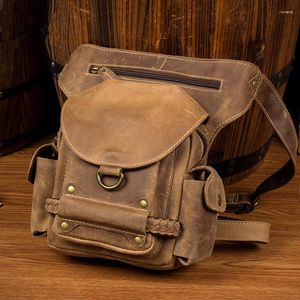 Taille Taschen Echtes Leder Tasche Motorrad Reiten Männer Hüfte Bum Fanny Gürtel Pack Vintage Trend Rindsleder Mujer Heuptas