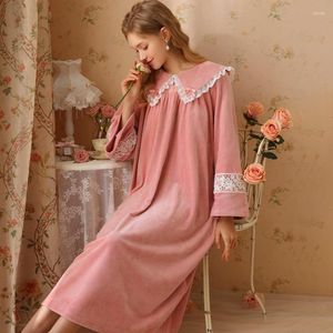 Mulheres sleepwear inverno quente flanela mulheres nightdress grosso noite crescido coral velo loungewear casa roupas