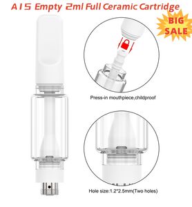 Sigaratte Elettroniche A16 Полностью керамические тележки Лампа Pyrex Fat Glass Cartridge 2,0 мл Vape Oil Atomizer Диаметр 10,5 мм для 510 батарей elfbar el bar Великобритания, США, рынок ЕС