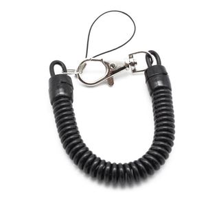 Plástico preto retrátil chaveiro mola bobina espiral estiramento corrente chaveiro para homens feminino claro titular chave telefone anti perdido keyrin2559