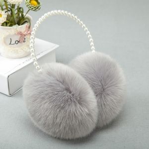 Ear Muffs Women Girls Winter Fluffy Plush Earmuffs Imitation Pearl Beaded Headband Thicken Ear Warmer Princess Kids Party Styling Headwear 230926