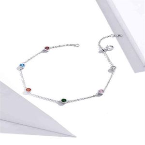 21 5cm ankeln 925 Sterling Silver Romantic Small Round Zircon Charm Anklet for Women S925 Ankle Armband Justerbar längd 211018206K