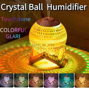 Humidifiers Crystal Ball Humidifier 350ml Aromatherapy Diffuser 50mAh Air Humidifier with Colorful Light USB Charging Mute Cool Mist Maker YQ230926