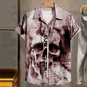 Abbigliamento fai-da-te T-shirt personalizzate Polo Stampa teschio Cardigan a maniche stampato Camicia da uomo stampata Top con risvolto di tendenza casual moda commercio estero