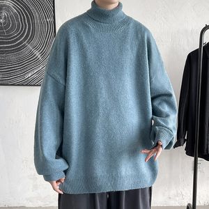 Męskie swetry zimowe męskie golf Swetery ciepłe dzianiny pullover menu mody patchwork luźne swobodne sweter pullover 5xl 230923
