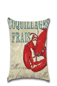 Nova série tema marinho lagosta caranguejo linho lance travesseiro carro decoração para casa fronha decorativa capa de almofada zchb3182573