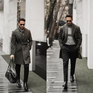 Cappotto da uomo in lana invernale classico di lana da uomo Bello blazer doppiopetto con cintura formale formale personalizzato da lavoro casual ballo di fine anno quotidiano