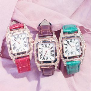 KEMANQI orologio di marca quadrante quadrato lunetta con diamanti cinturino in pelle orologi da donna stile casual orologio da polso al quarzo266V