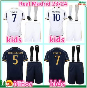 2023 2024 Realu Madryt Bellingham Vini Jr Soccer Jerseys Kits Kits Socks 23 24 Dziecko domy na odległość koszulki piłkarskiej Camisetas futbol maillot stopa