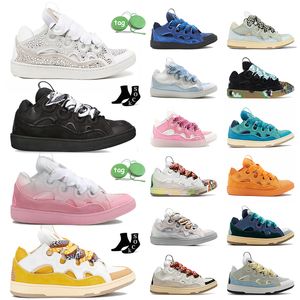 2024 New Arrival Leather Curb Sneakers Designer Lavin Shoes Pink Yellow Green Women Men Casual Lavins Nappa Calfskin Patent Embossed Mother Child Platform Trainers