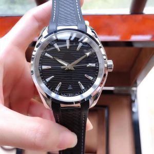 Omegas Seamaster 150 220.12.41.21.03.002 AAA 3A Kalite Saatler 41mm Mens Hediye Kutusu ile Otomatik Mekanik Hareket Safir Kristal Kauçuk Band 11