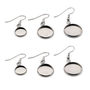 Stainless Steel Cabochon Earring Settings Fit 6 8 10 12 14 16 18 20 25 30mm Blank Base Diy Earrings Hooks Jewelry Findings