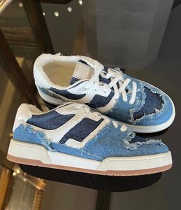 23s/s berömda sommarmatch män kvinnor sneakers skor gummi enda blå denim lågtoppar tränare -embossed sidokateboard promenad eu35-46