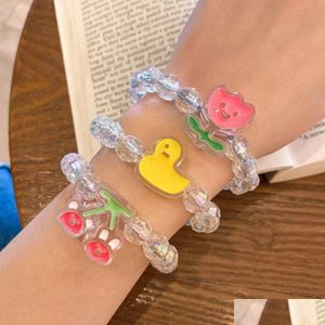 Charm Bracelets Dual Use Cute Hair Rings Jewelry Bracelet For Girls Resin Bands Rope Ornaments Accessory Drop Delivery Dh3Lv