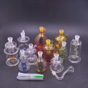 5pc Set Glass Oil Burner Bong Hookah Water Pipes with Thick Pyrex Clear Heady Recycler Dab Rig Hand Bongs for Smoking with Male Glass Oil Burner Pipe and Hose