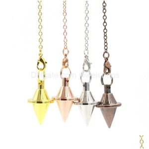 Pendant Necklaces Brass Pendum Dowsing Nce Reiki Cone Copper Conical Charm For Men Women Divination Meditation Drop Delivery Jewelry P Dh1Sf