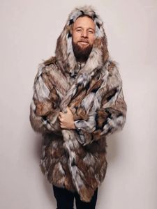 Men's Jackets Winter Faux Fur Coat MenThick Hooded Fluffy Long Sleeve Warm Outerwear Luxury Jacket Bontjas Mens